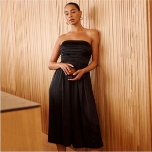 Abercrombie & Fitch Emerson Ruched Midi Dress Black Size XS Petite